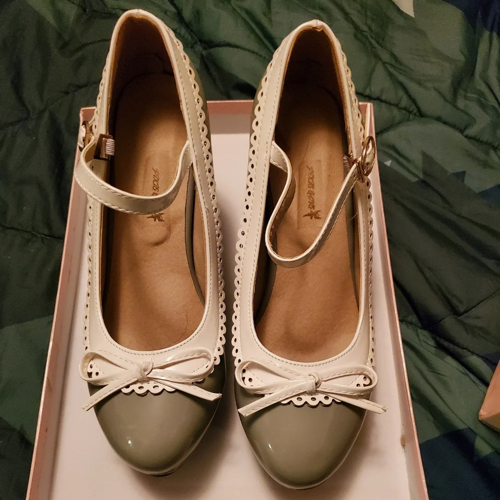 Pixie Cove Shona Mary Jane Heel sz 39 Gray - Picture 5 of 7